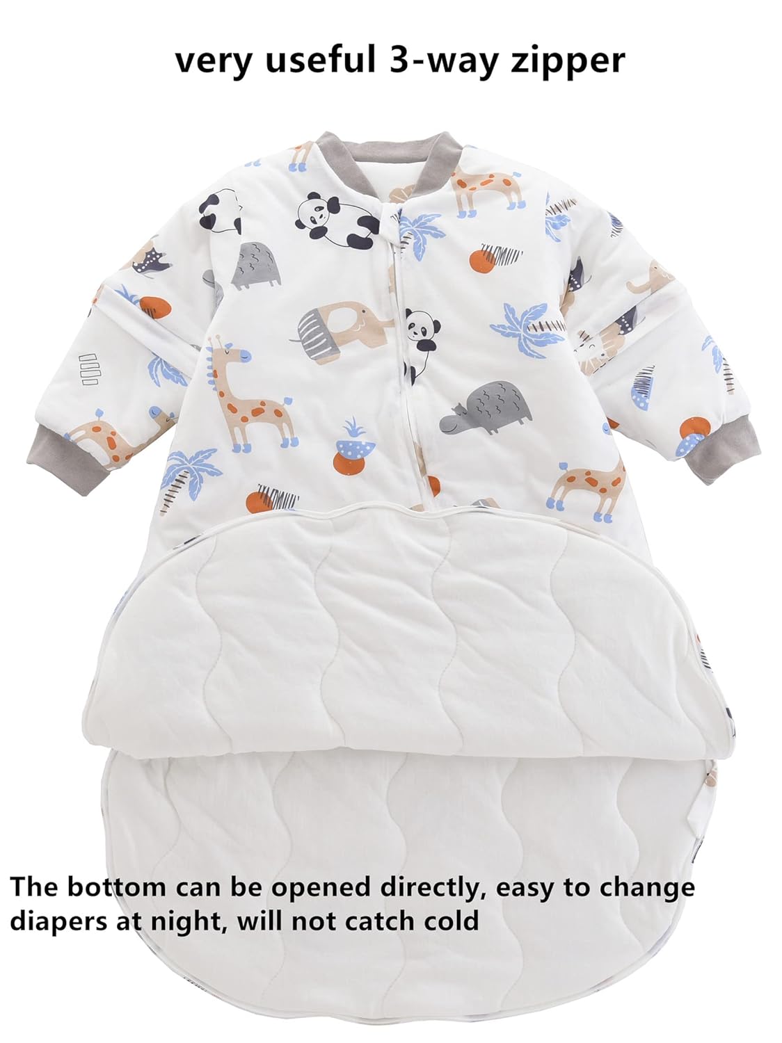 Chilsuessy Ultra-Soft Panda Baby Sleeping Bag with Removable Sleeves