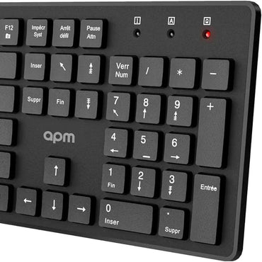 APM Wireless AZERTY French Keyboard with Multimedia Shortcuts, 2.4GHz - Gomix Brands Outlet