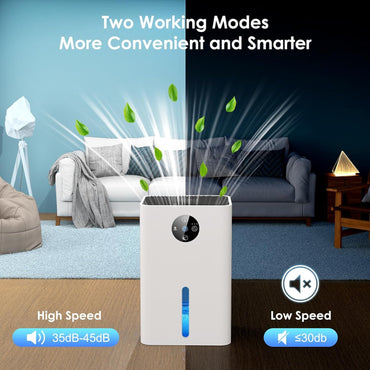 Quiet 63oz Portable Dehumidifier with Auto Shut Off, 7-Color Light