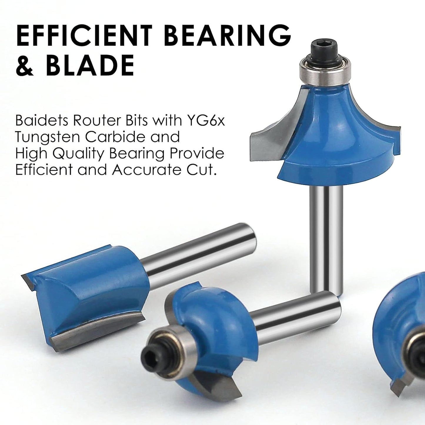 BAIDETS Plus 15 Piece Wood Router Bit Set