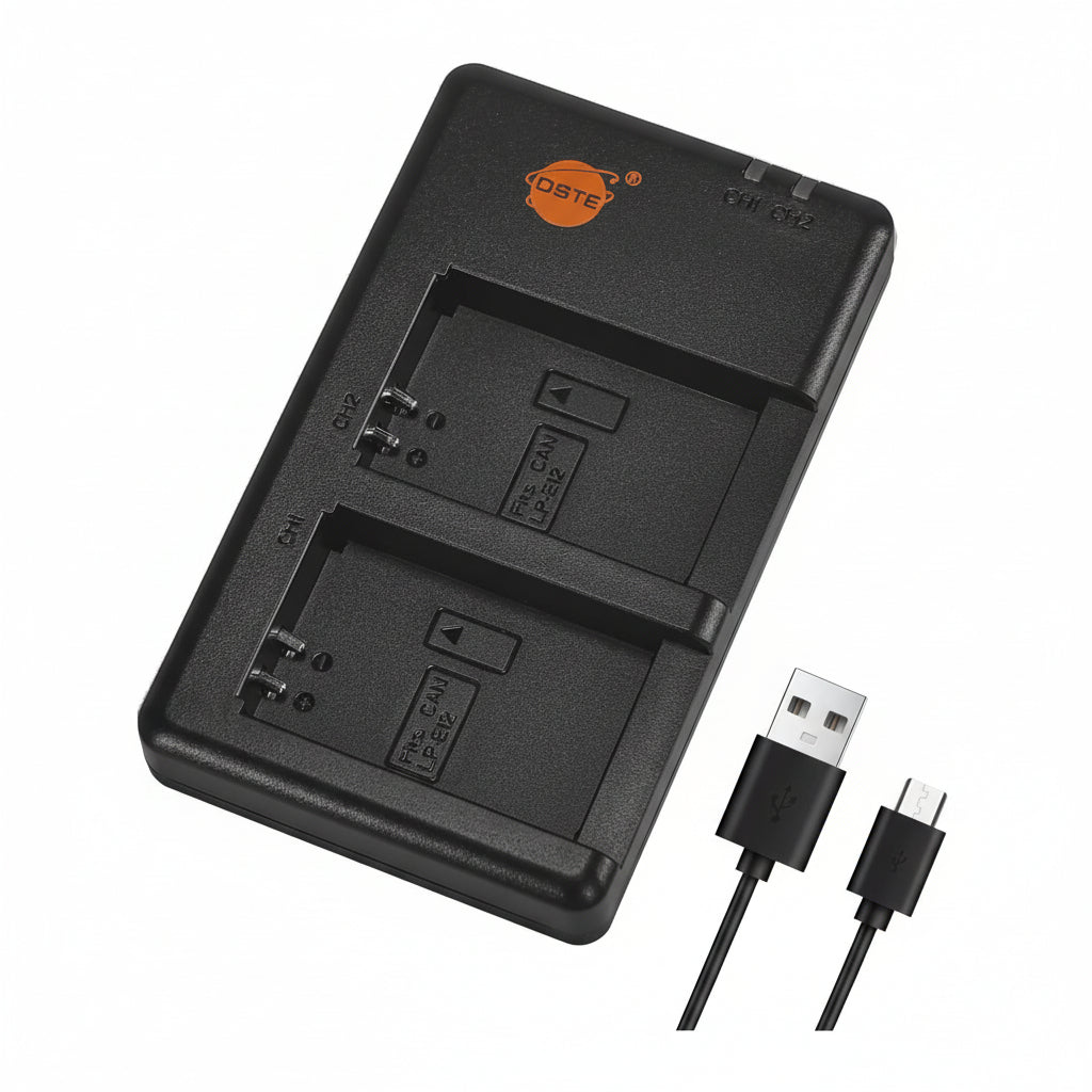DSTE LC-E12E Green Dual USB Battery Charger for Canon LP-E12