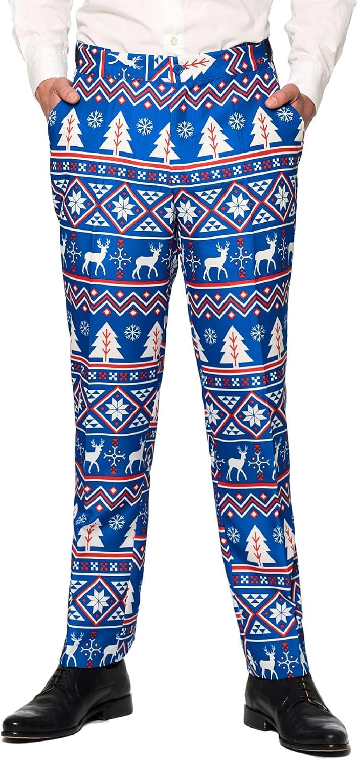 Suitmeister Men's Christmas Blue Nordic Business Suit Set