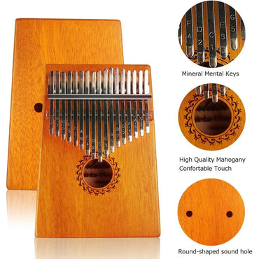 17 Key Thumb Piano Mahogany Wood, Portable Mbira Finger Piano - Gomix Brands Outlet