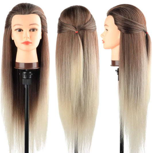 DanseeMeibr 26-28 Inch High Temp Fiber Hair Mannequin Styling Practice Head