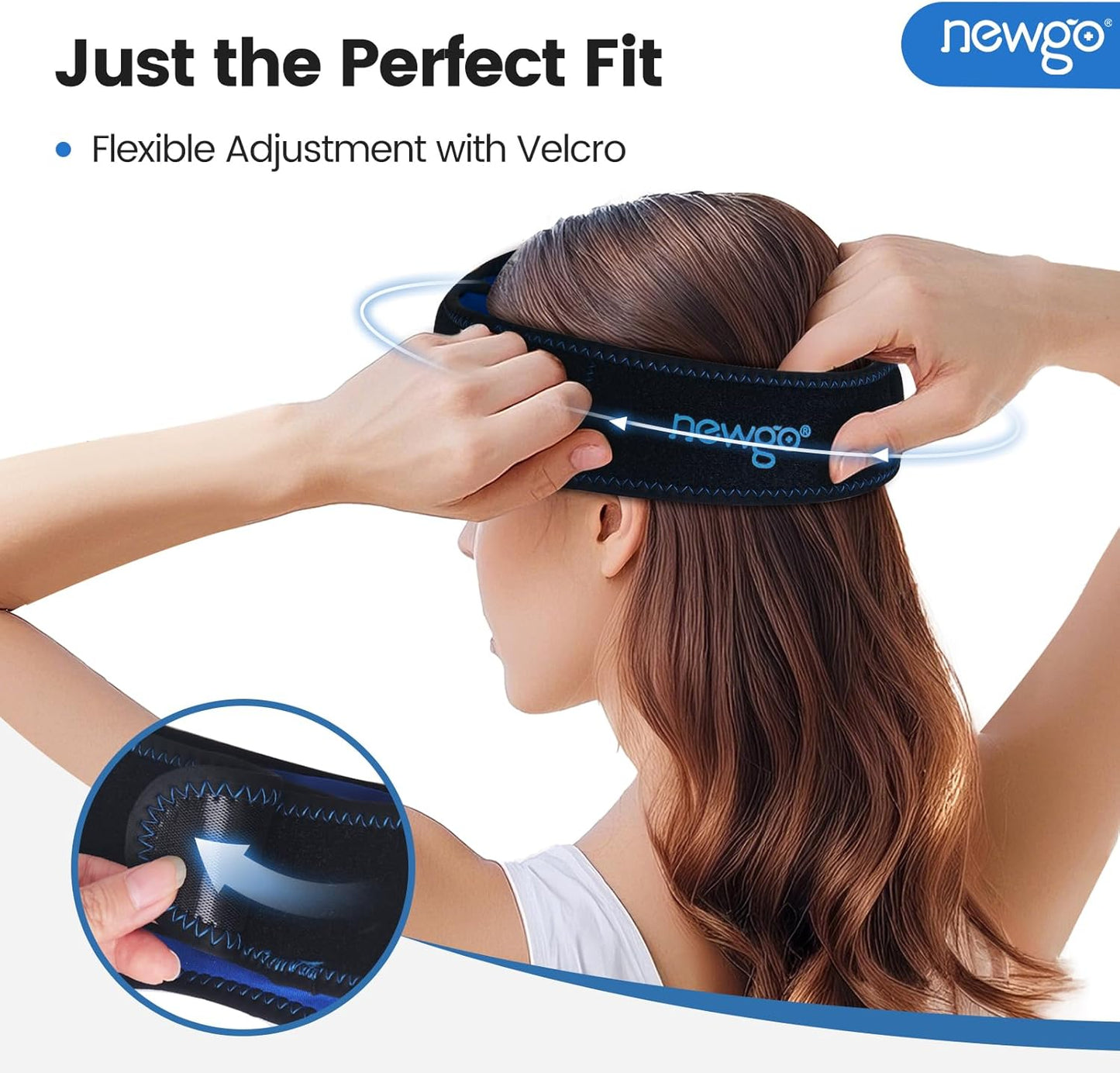 NEWGO Migraine & Headache Ice Pack Head Wrap for Sinus Pain Relief