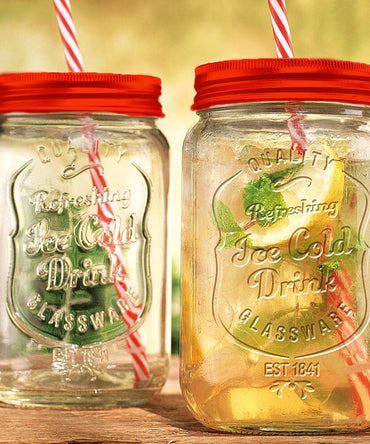 GulfDealz Vintage Red Mojito Mason Jar 500ml Ice Cold