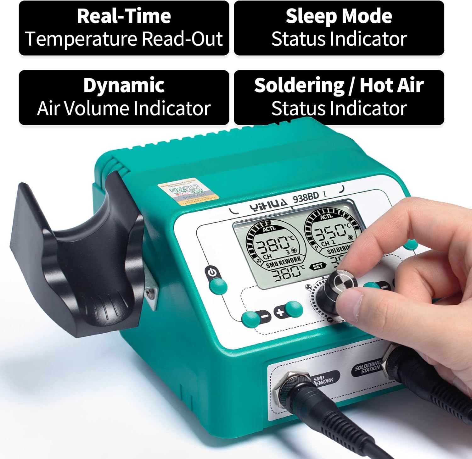 YIHUA 938BD-I 2-in-1 Hot Air & Soldering Station Dual Display