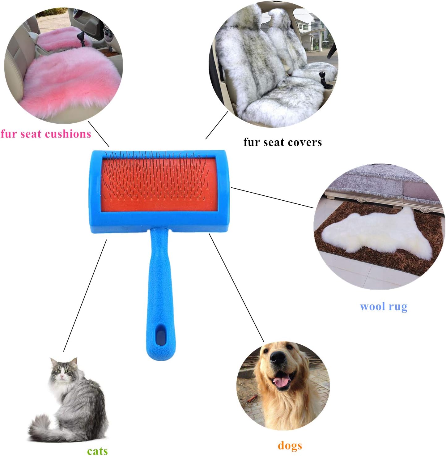Premium Sheepskin Seat Cover Cleaning Brush Wool Carpet Pet Fur Remover