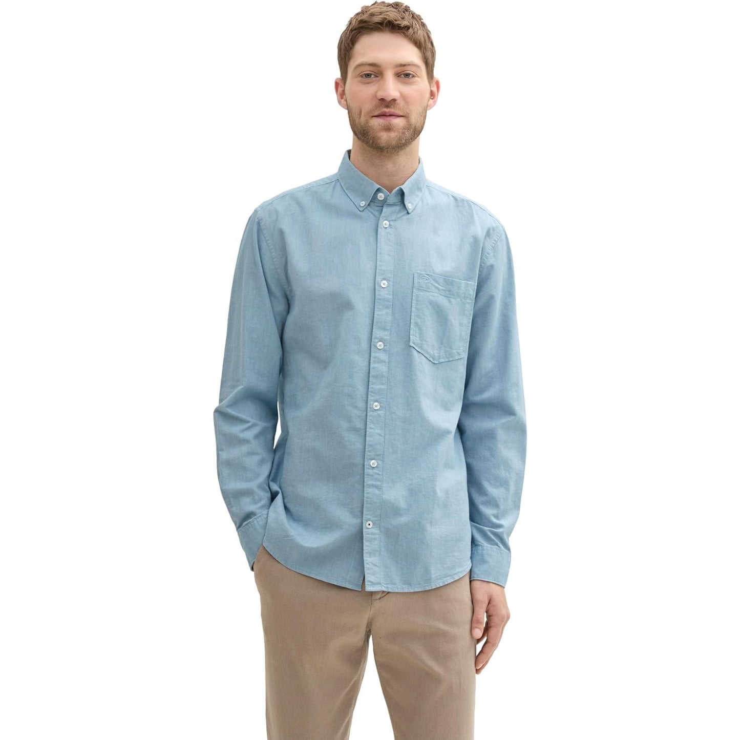 Tom Tailor Men's Regular Fit Shirt with Logo Embroidery