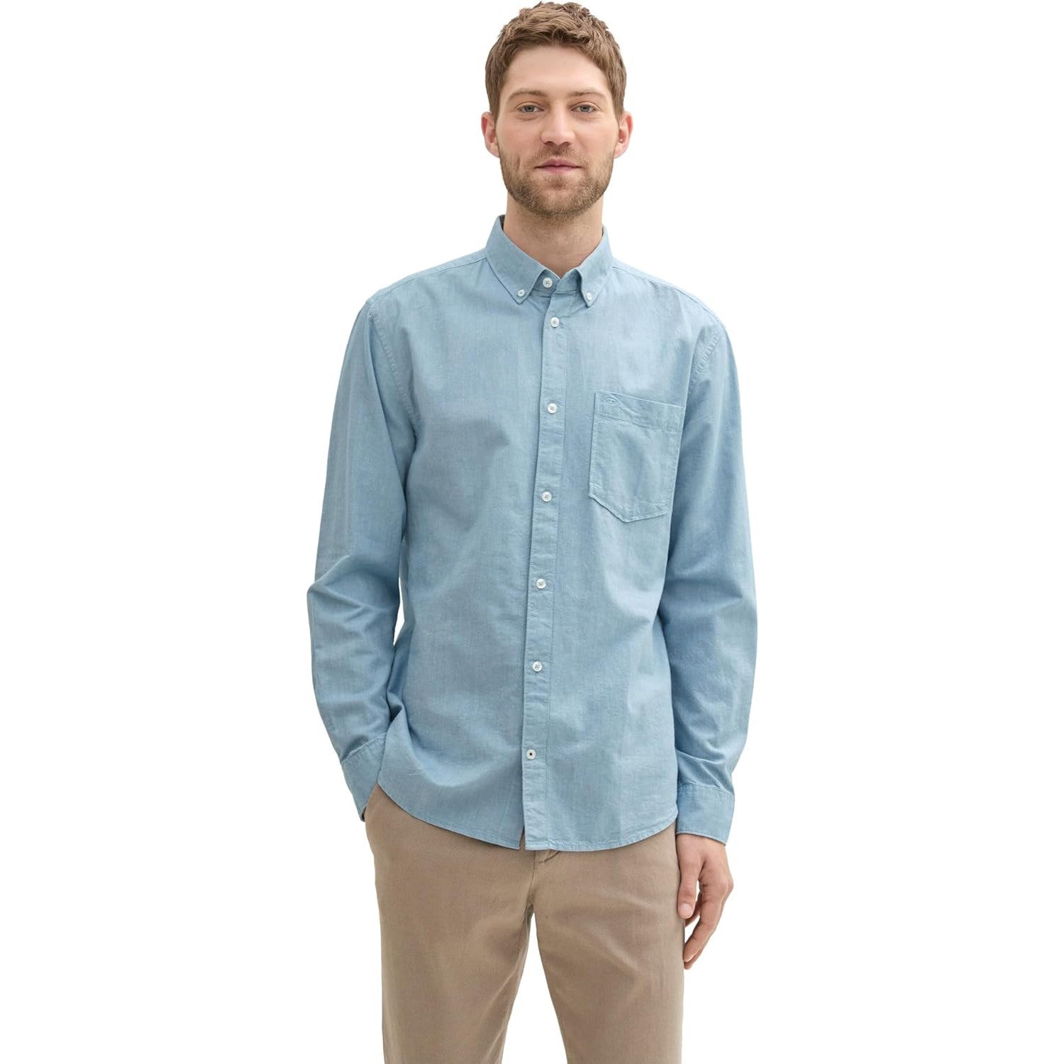 Tom Tailor Men's Regular Fit Shirt with Logo Embroidery