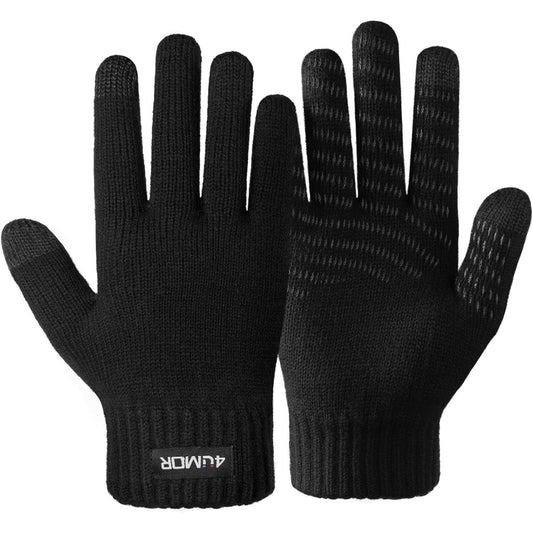 4UMOR Winter Warm Knit Touchscreen Fleece Gloves for Men