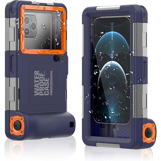 ShellBox Waterproof Diving Case for Phones – 15M Depth, Blue-Orange