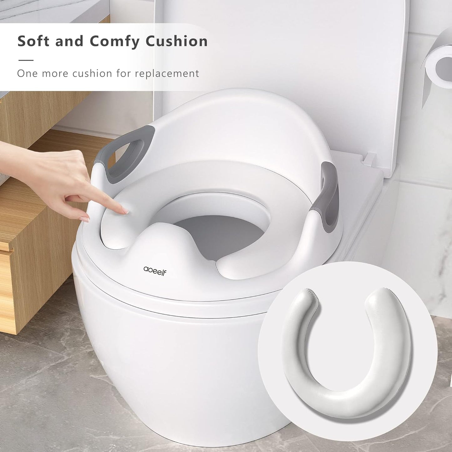 Adjustable Gray Potty Training Seat with Step Stool