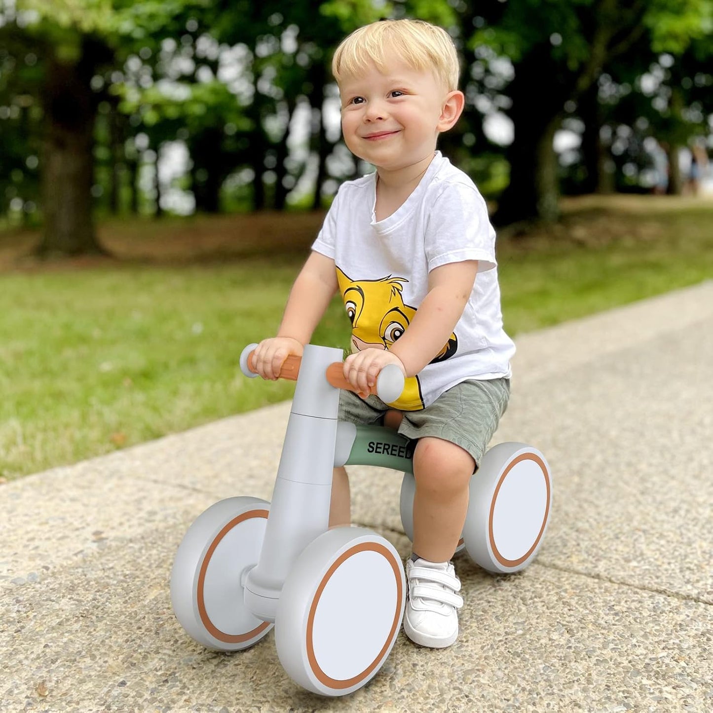 SEREED Kids Green Balance Bike 4-Wheel Toddler Ride-On