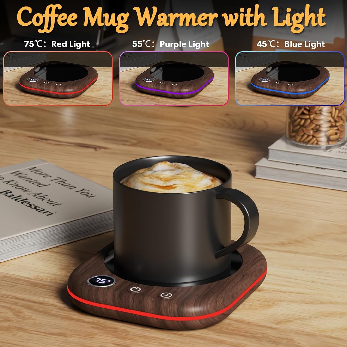 Smart Coffee Mug Warmer with Lighting, 3 Temperature Control, Auto Shut Off