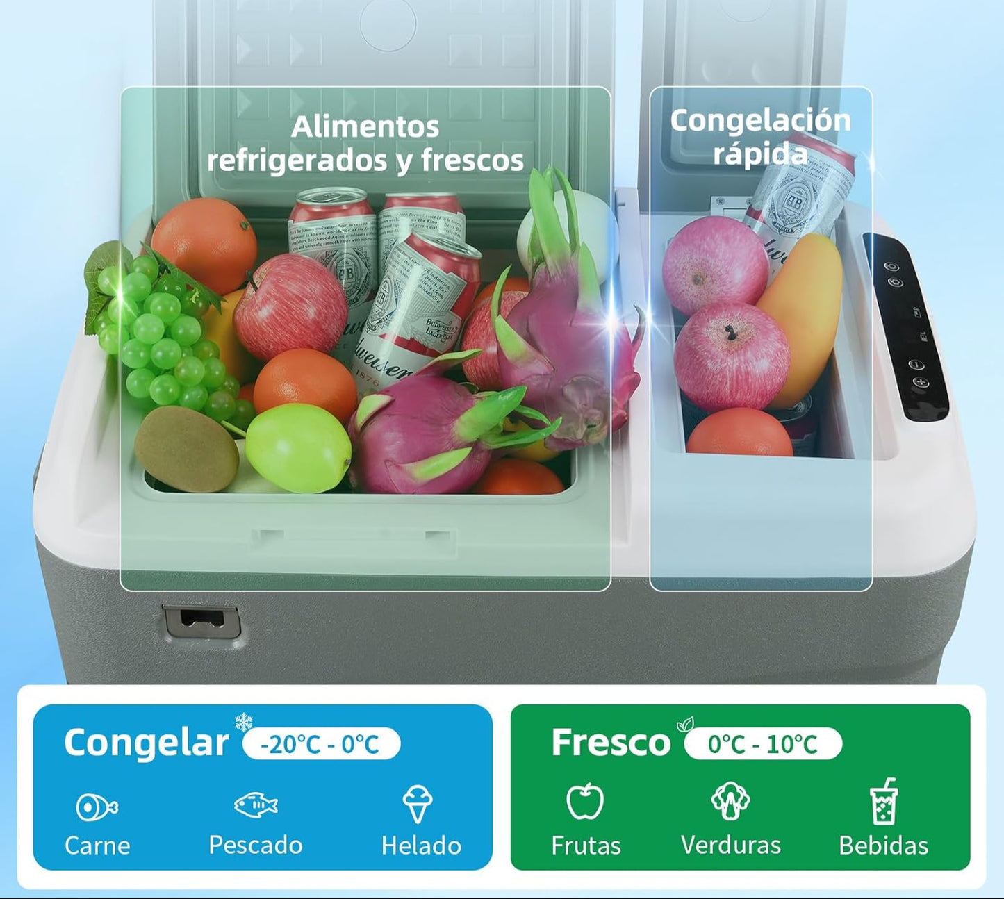 Alpicool 38L Dual‑Zone Car Refrigerator Portable Freezer with Wheels and Extendable Handle