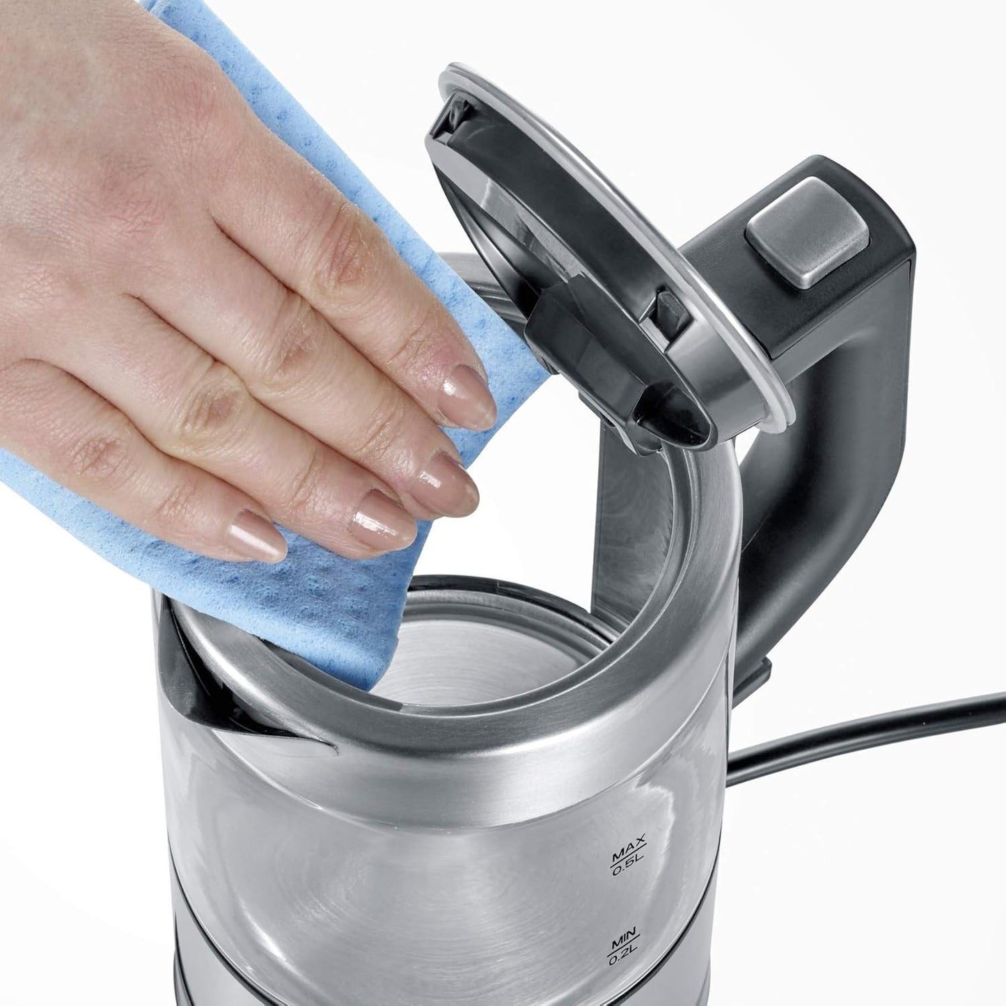 SEVERIN Mini Glass Kettle 0.5L Stainless Steel Black Compact