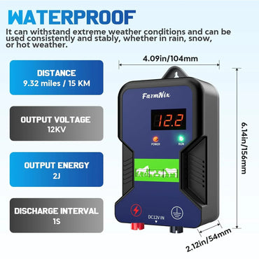 FarmNix 15KM High Voltage Electric Fence Controller 2J - Gomix Brands Outlet
