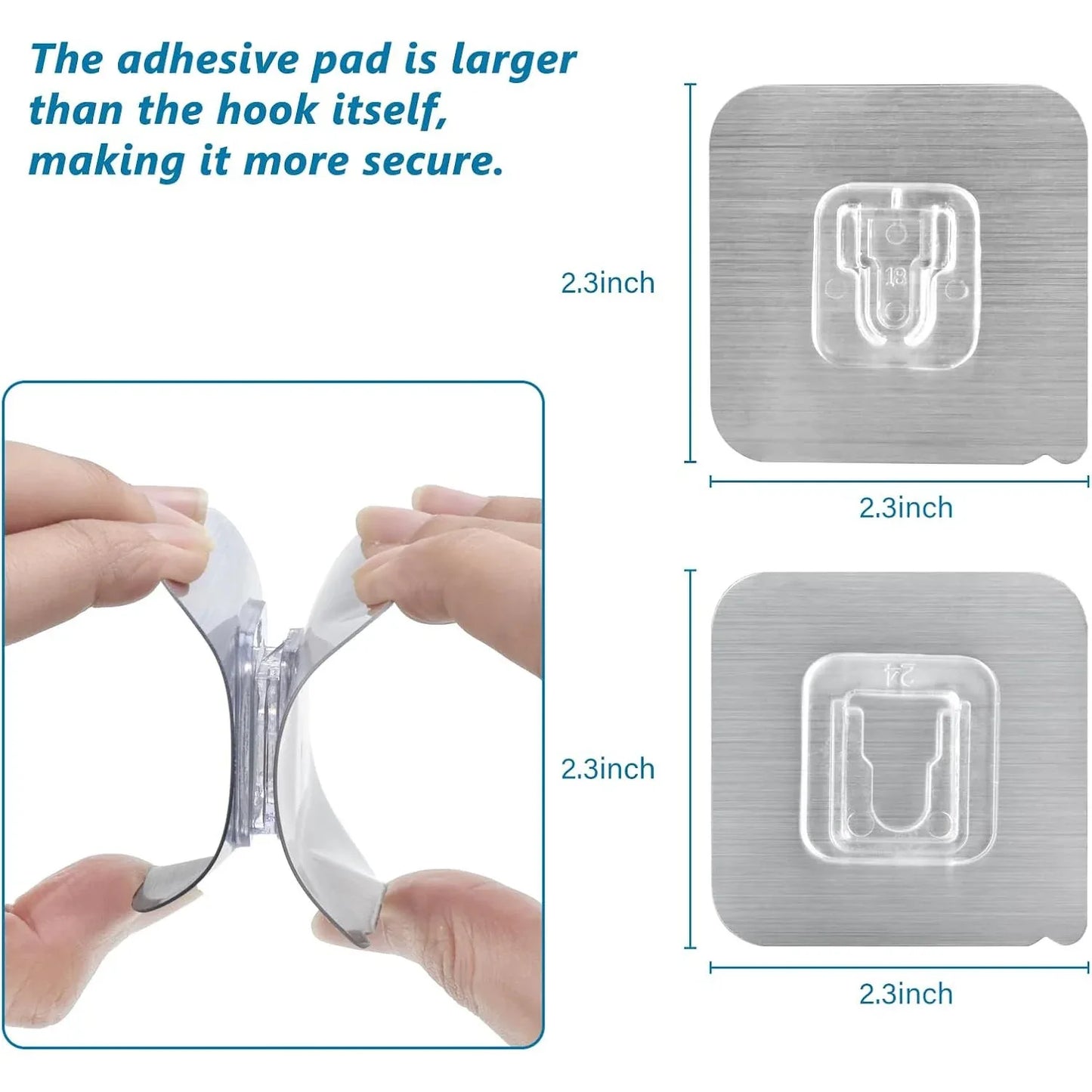 AccEncyc 30-Pack Strong Clear Double-Sided Adhesive Wall Hooks for Home Organization