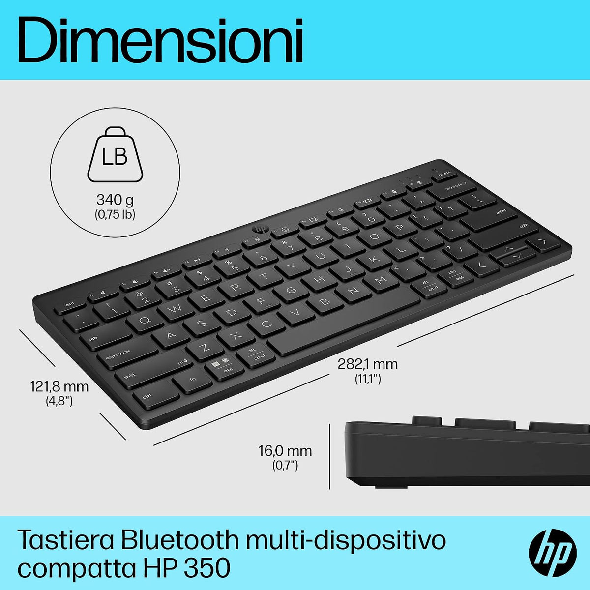 HP 350 Wireless Multi-Device Bluetooth Keyboard