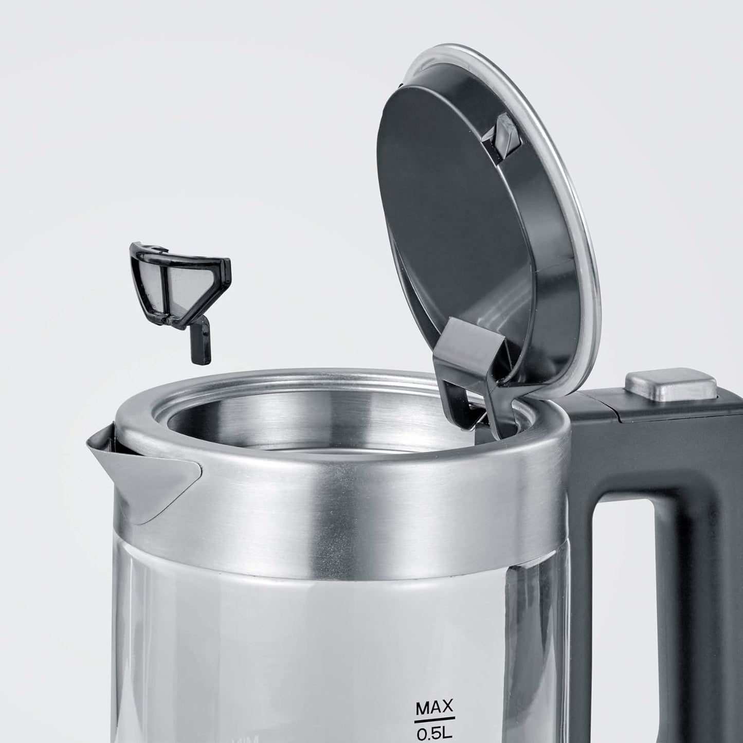 SEVERIN Mini Glass Kettle 0.5L Stainless Steel Black Compact