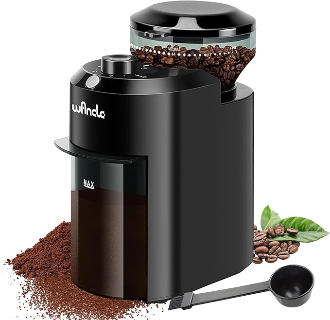 Wancle Electric Burr Coffee Grinder with 28 Precise Settings for 12 Cups - Black
