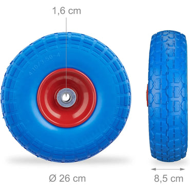Relaxdays 2-Pack Puncture-Proof Wheelbarrow Tyres – Solid Rubber, Blue - Gomix Brands Outlet