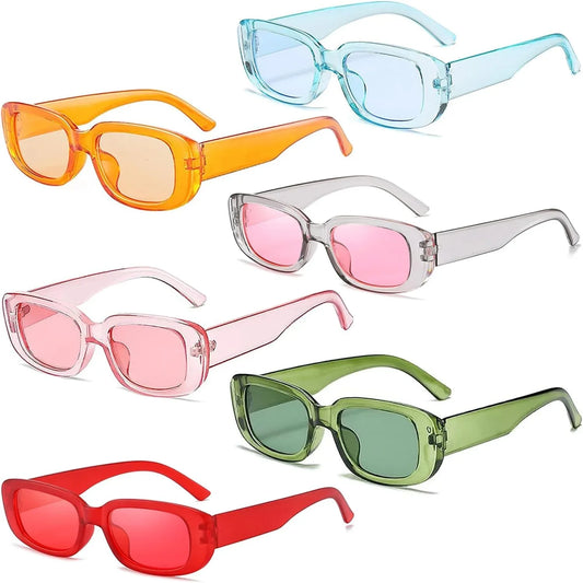 Dwenarry Retro Vintage Square Sunglasses Pack – 6 Colorful Y2K Styles - Gomix Brands Outlet