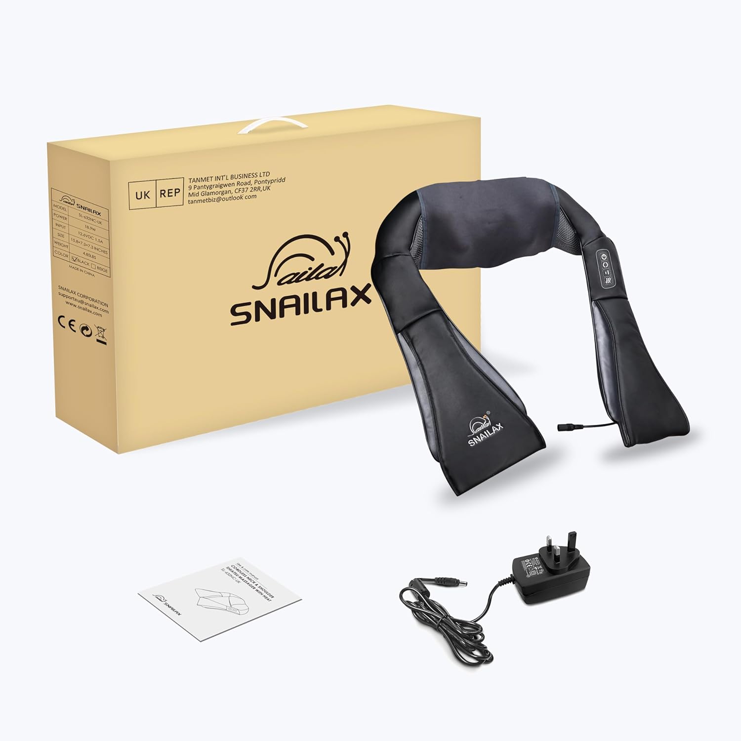 Snailax Cordless Shiatsu Neck and Back Massager with Heat