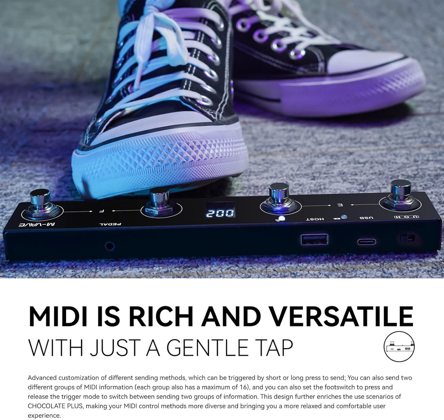 Chocolate Plus Wireless Bluetooth MIDI Foot Controller with 4 Buttons