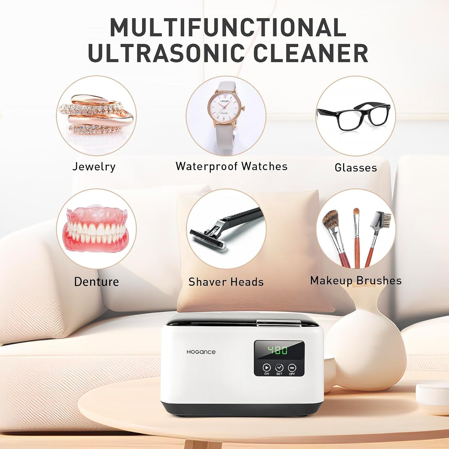 Hogance SE-960-EU 48000Hz Ultrasonic Cleaner Machine 600ml