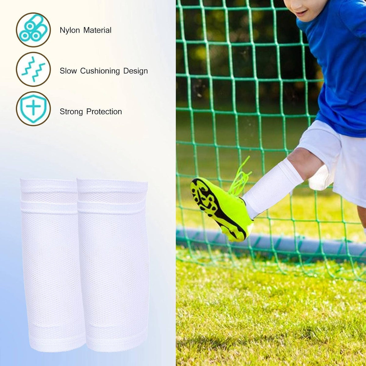 Pgyewhdf Kids Soccer Shin Guard Socks 2 Pairs