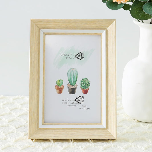 Ekhasa Hand‑Painted Wooden Photo Frame – Tabletop & Wall Décor, 11.6×16.7 cm