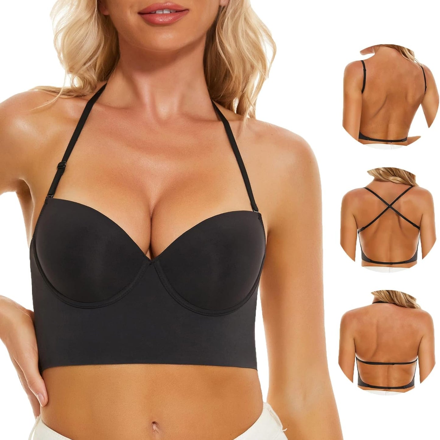 Women's Low-Back Seamless Bra with Invisible Support, Multi-Way Design