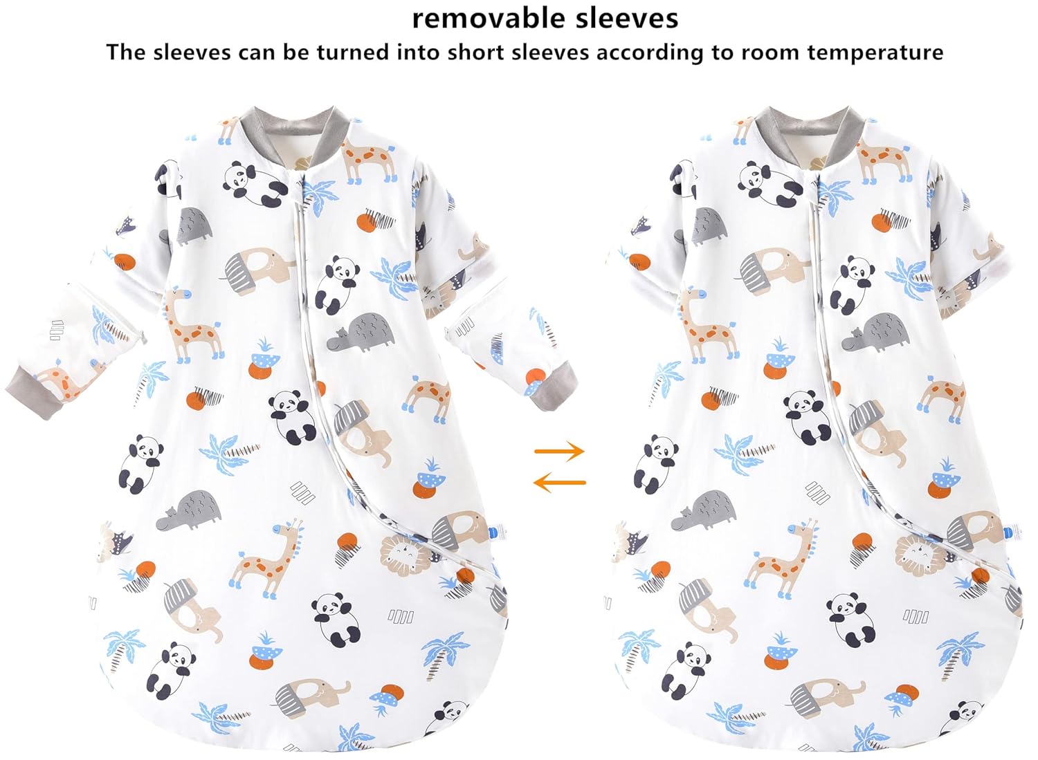 Chilsuessy Ultra-Soft Panda Baby Sleeping Bag with Removable Sleeves