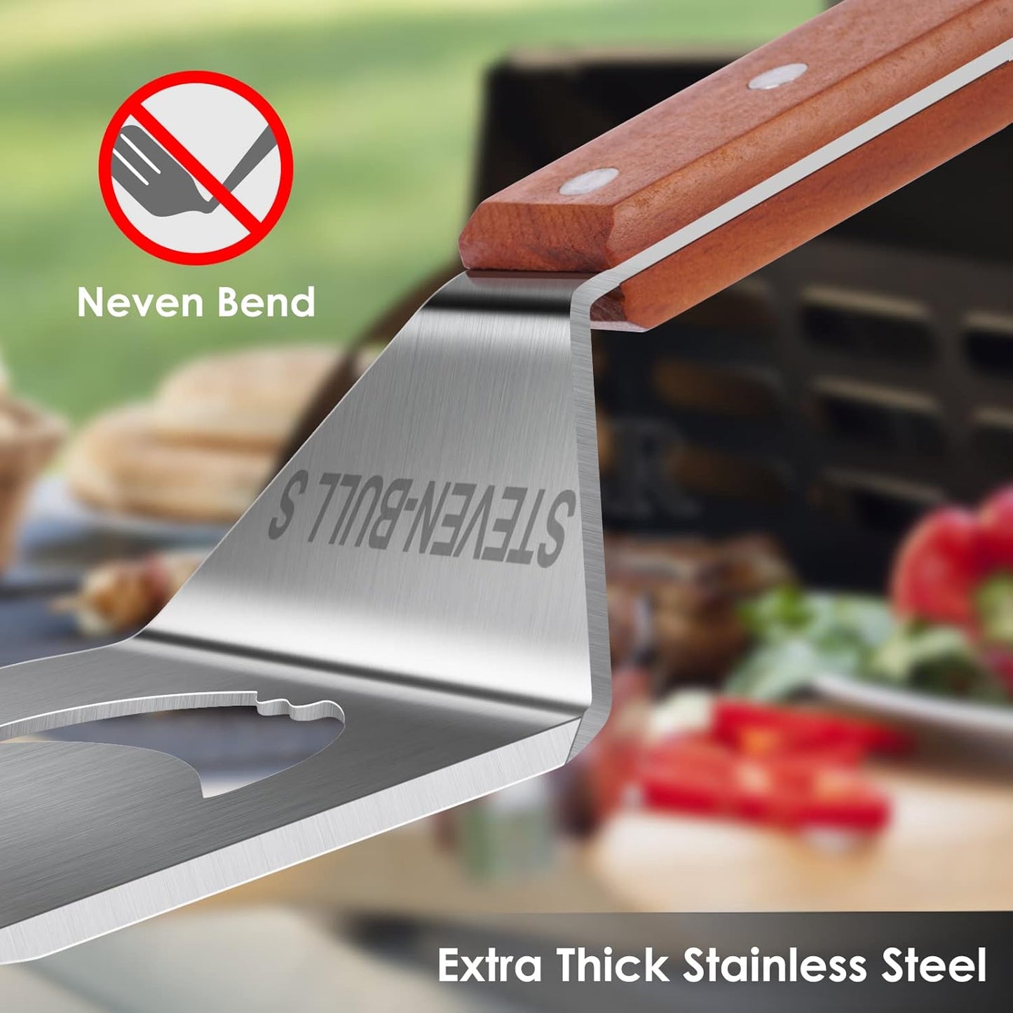7‑In‑1 17‑Inch Heavy‑Duty BBQ Spatula with Scraper and Bottle Opener