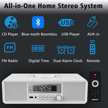 Compact Micro Home CD Stereo System with Bluetooth FM Radio