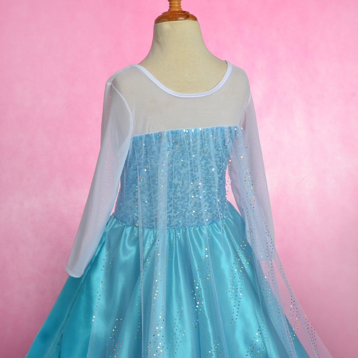 Lito Angels Blue Princess Dress with Sparkling Cape for Girls