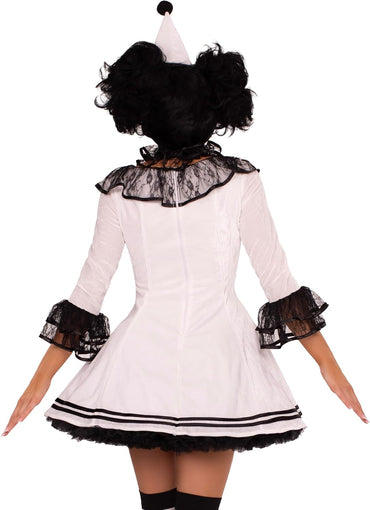 Leg Avenue Women's Pierrot Clown Costume – White & Black Elegance