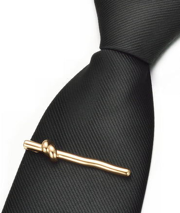 Elegant Gold Knot Tie Clip for Men, Personalized Round Wave Necktie Accessory - Gomix Brands Outlet