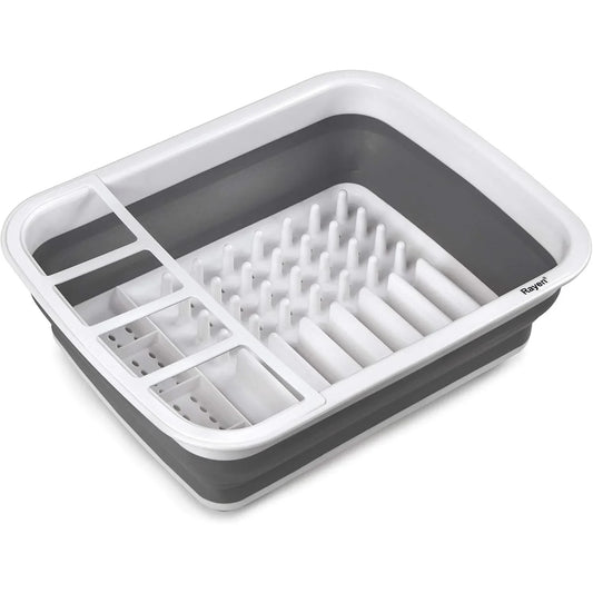 Rayen Space-Saving Collapsible Dish Drainer Rack with Dedicated Compartments - Gomix Brands Outlet