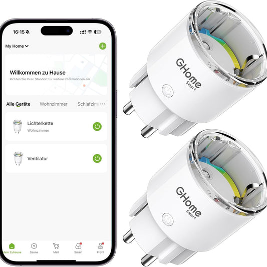 GHome Smart Compact WiFi Plug 2‑Pack – Voice‑Controlled Power Socket