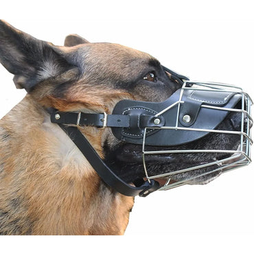 Adjustable Metal and Leather Dog Muzzle for Large Breeds - Gomix Brands Outlet