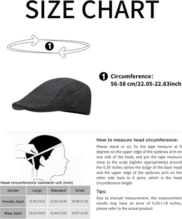 Classic Herringbone Plaid Flat Cap – Unisex Newsboy Hat