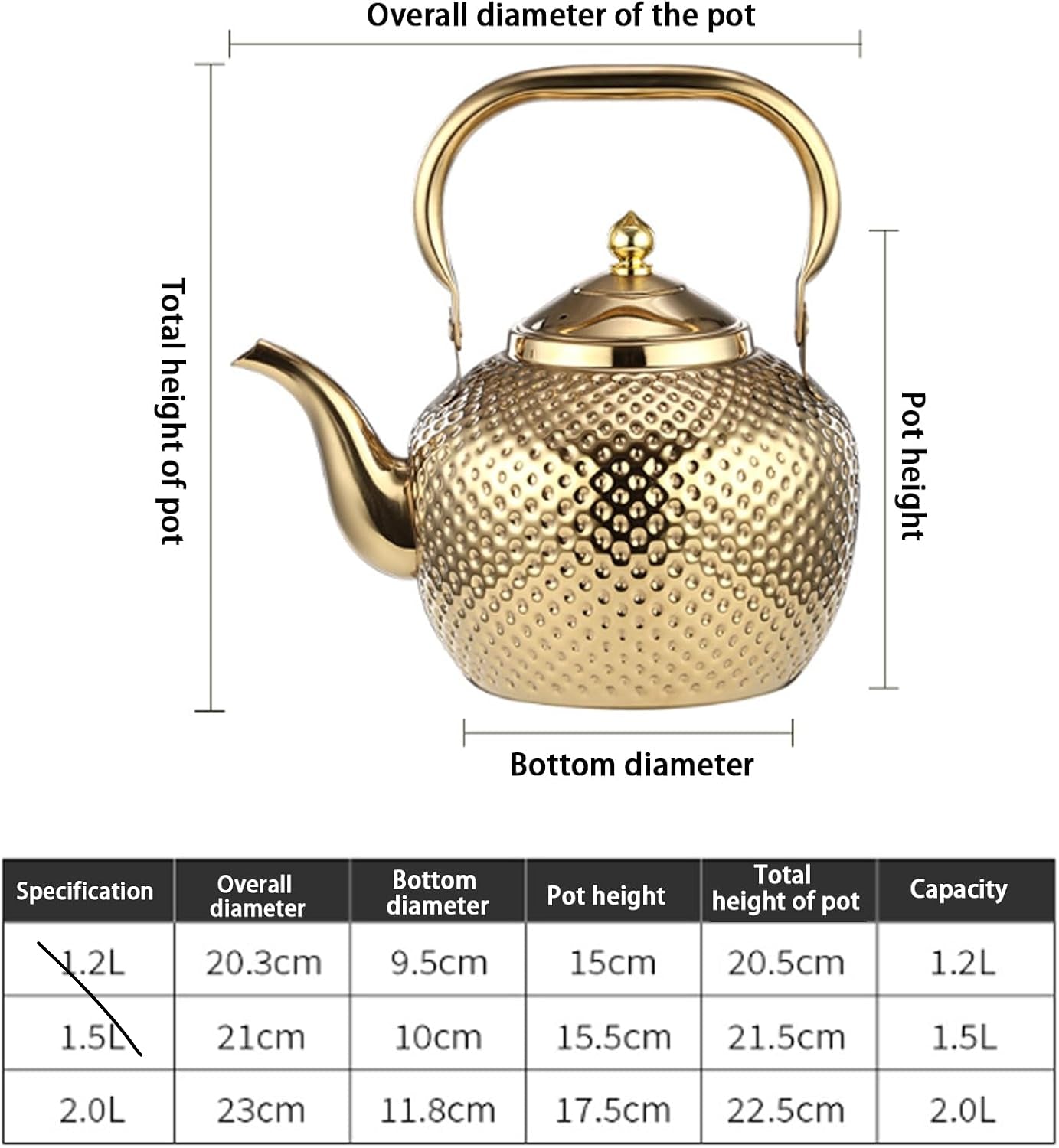 YTYSW Stainless Steel Tea Kettle with Multi-Function Strainer 2L