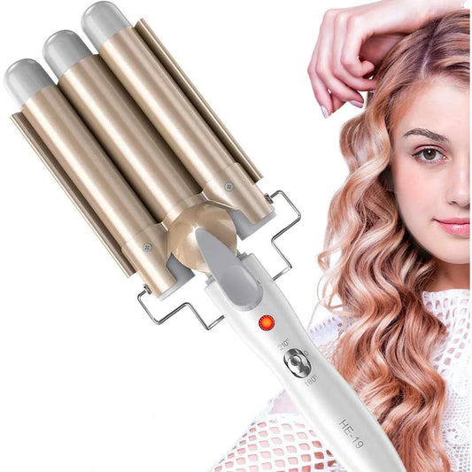 Crebeau 3-Barrel Gold Hair Curler with Adjustable 210°F Temperature - Gomix Brands Outlet