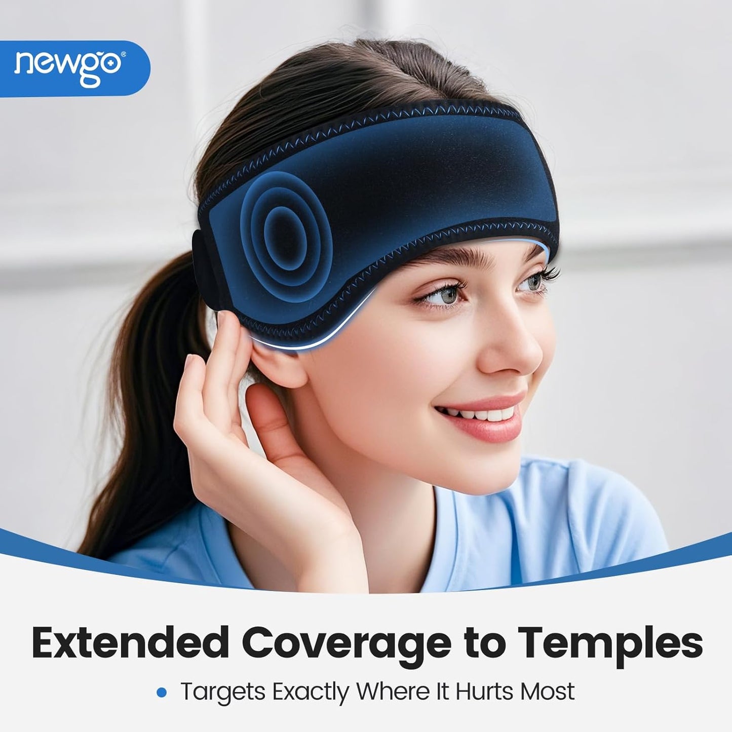 NEWGO Migraine & Headache Ice Pack Head Wrap for Sinus Pain Relief