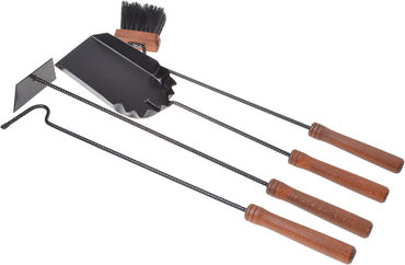 Aqbau 4-Piece Modern Fireplace Tool Set Black