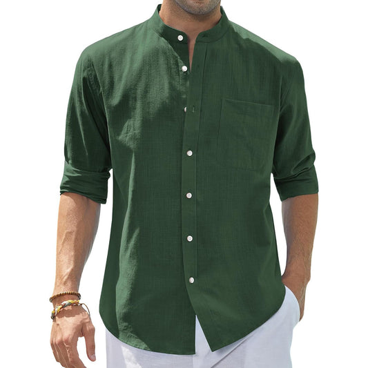 J.VER Men's Button-Down Casual Shirt – Lightweight Cotton‑Linen Blend