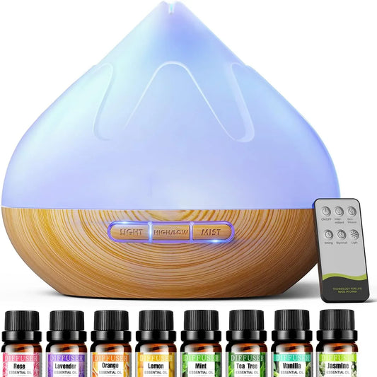 DIFFUSER 500ml Large Room Aroma Diffuser with Remote & LED Lights - Gomix Brands Outlet